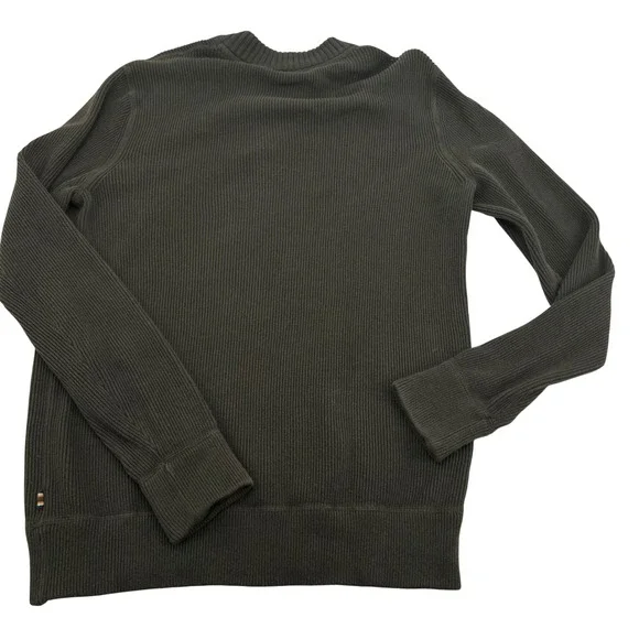 Eddie Bauer Mens XLT Olive Green Ribbed Cotton Henley Sweater Mock Neck 2869 - Picture 6 of 8